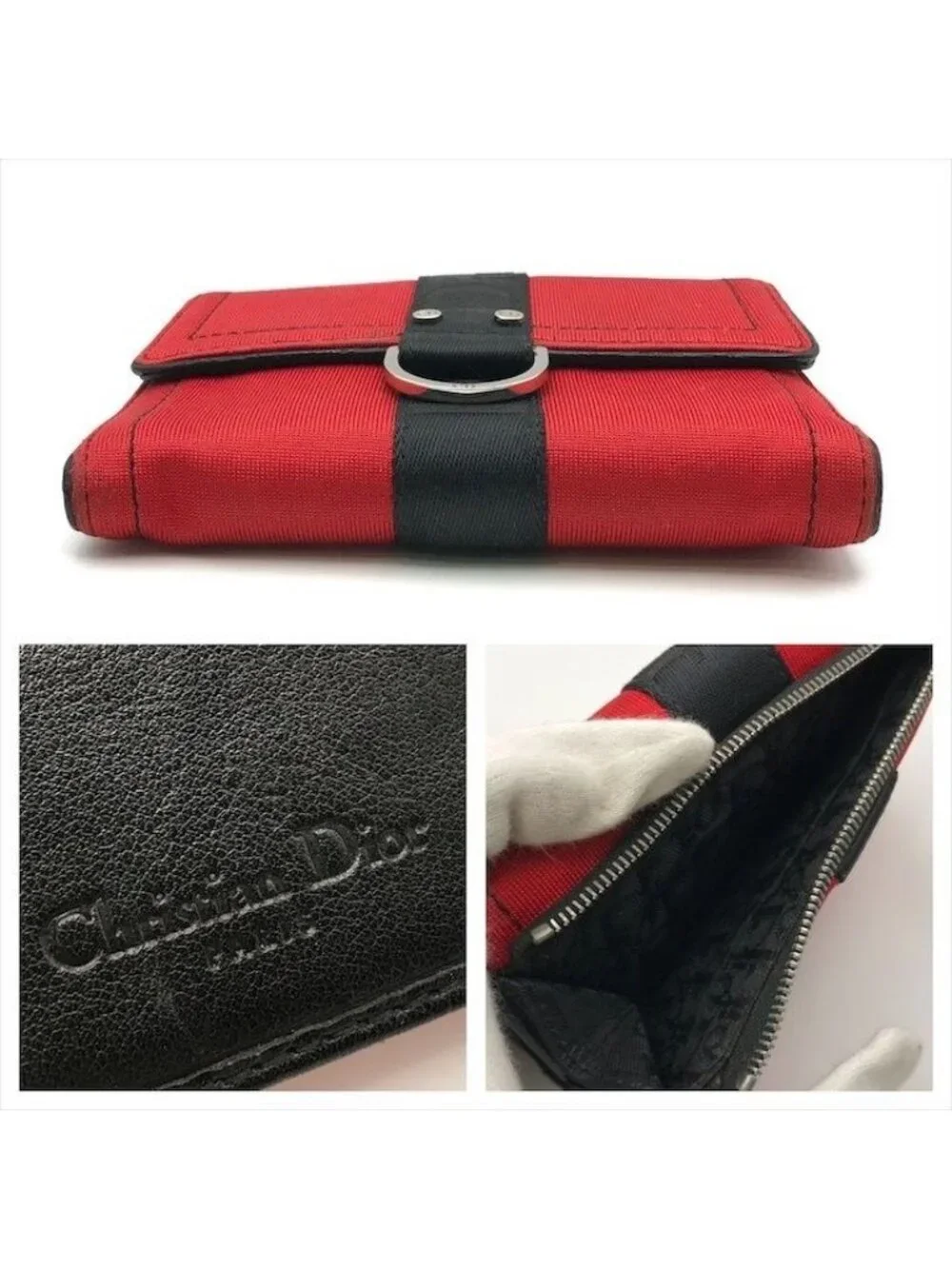 Dior Hardcore Trifold Canvas Leather Compact Wallet